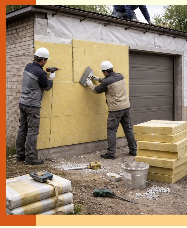 Утепление гаража снаружи в Уфе качественно и надёжно