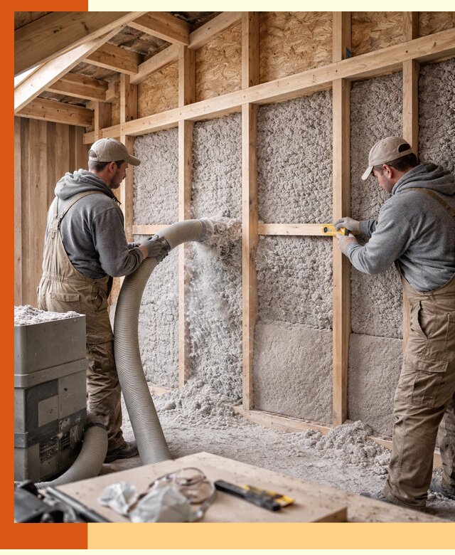 Утепление эковатой стен, потолков и перекрытий в Уфе